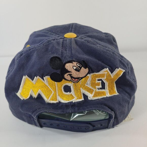Vintage Disney Mickey Mouse Hat Cap Snap Back Mens One Size Embroidered Navy 90s - Picture 3 of 6